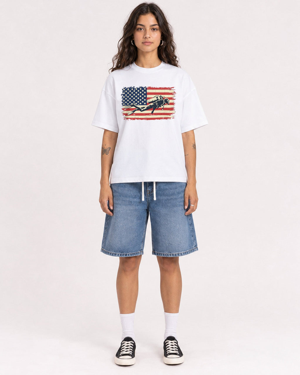 Mockup Boxy Heavyweight Tee White female full-body 06