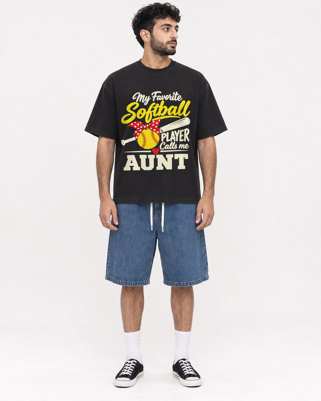 Mockup Boxy Heavyweight Tee Black male full-body 07