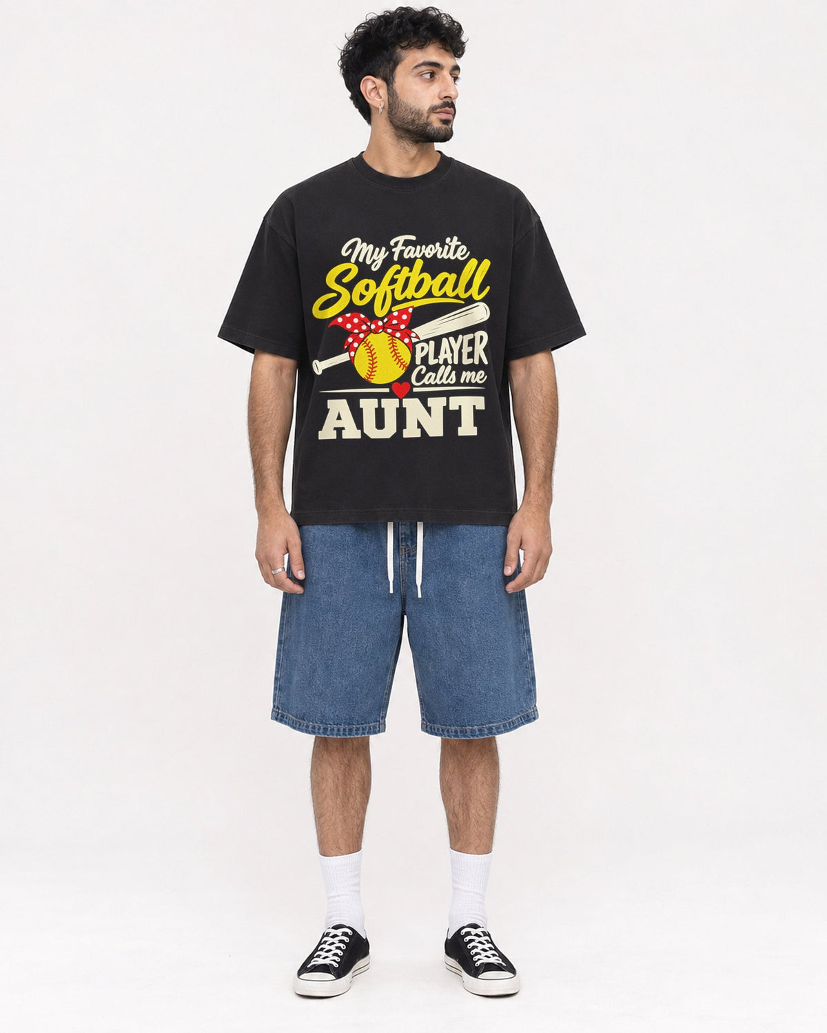 Mockup Boxy Heavyweight Tee Black male full-body 07