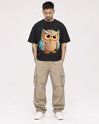 Mockup Boxy Heavyweight Tee Black male full-body 12