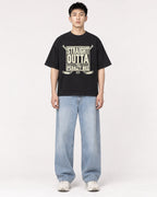 Mockup Boxy Heavyweight Tee Black male full-body 21