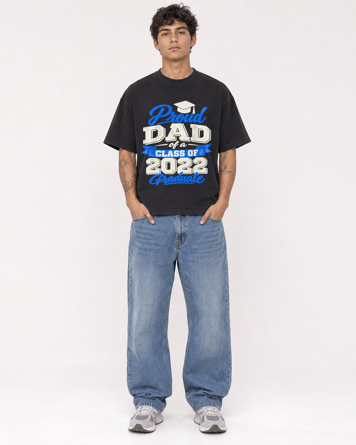 Mockup Boxy Heavyweight Tee Black male full-body 06
