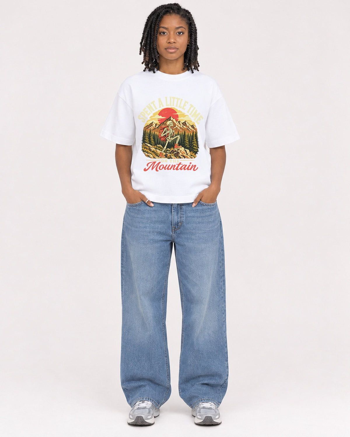 Mockup Boxy Heavyweight Tee White female full-body 15