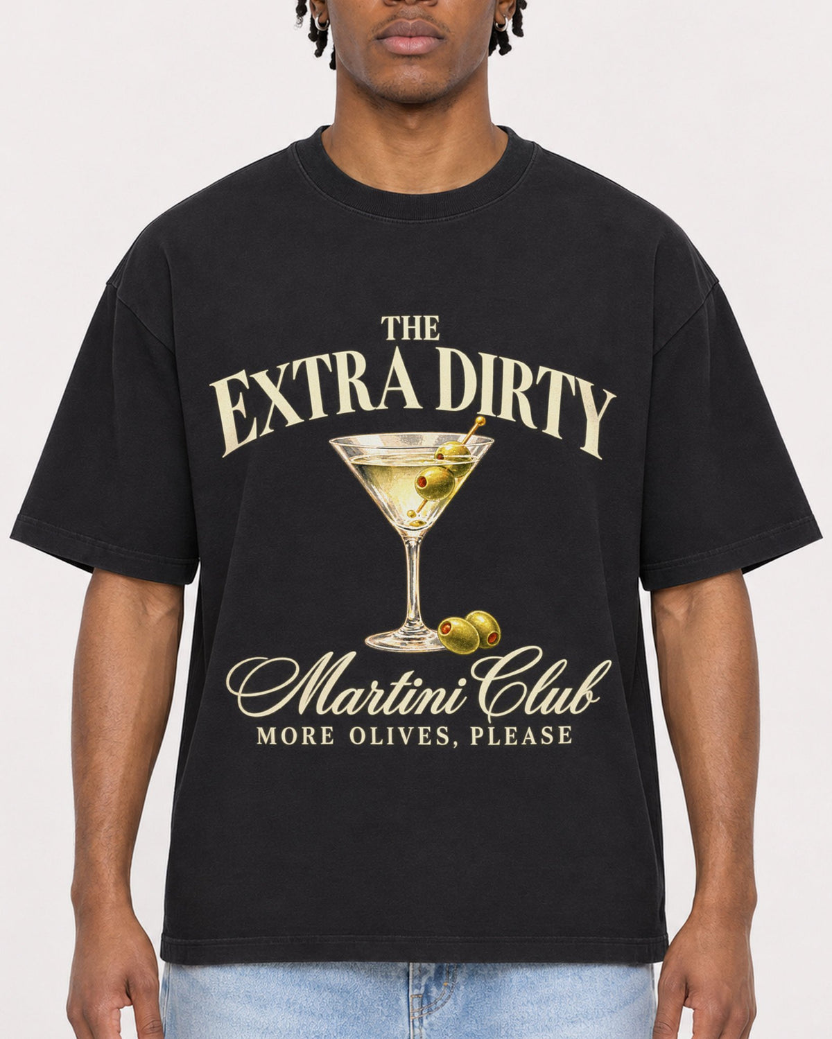 Mockup Boxy Heavyweight Tee Black male close-up 05