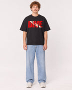 Mockup Boxy Heavyweight Tee Black male full-body 09