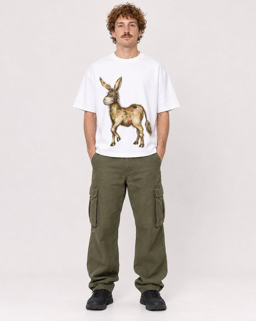 Mockup Boxy Heavyweight Tee White male full-body 09