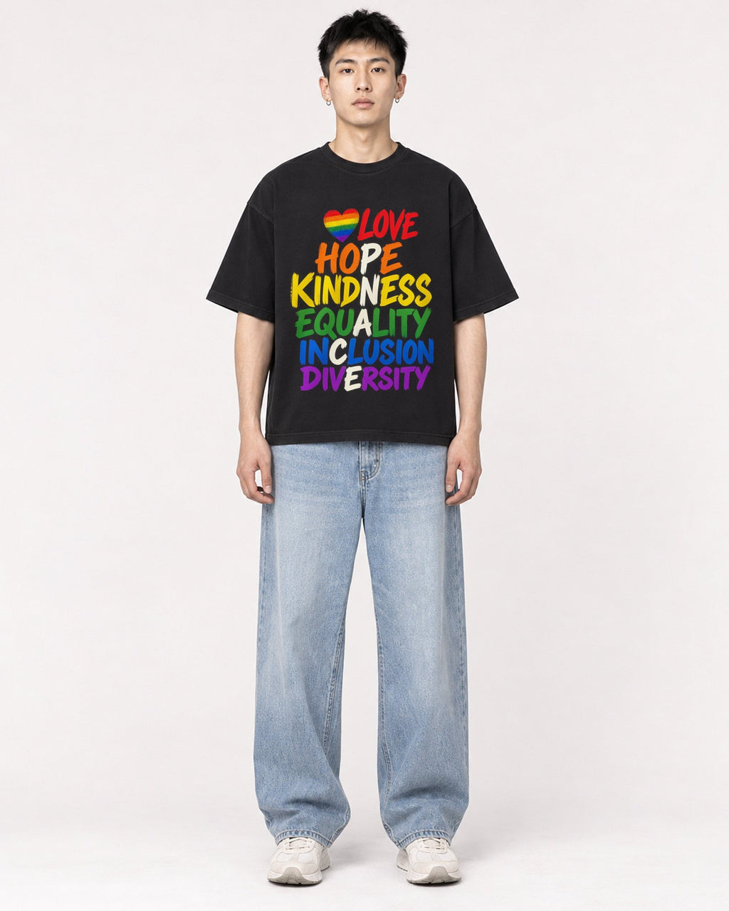 Mockup Boxy Heavyweight Tee Black male full-body 21