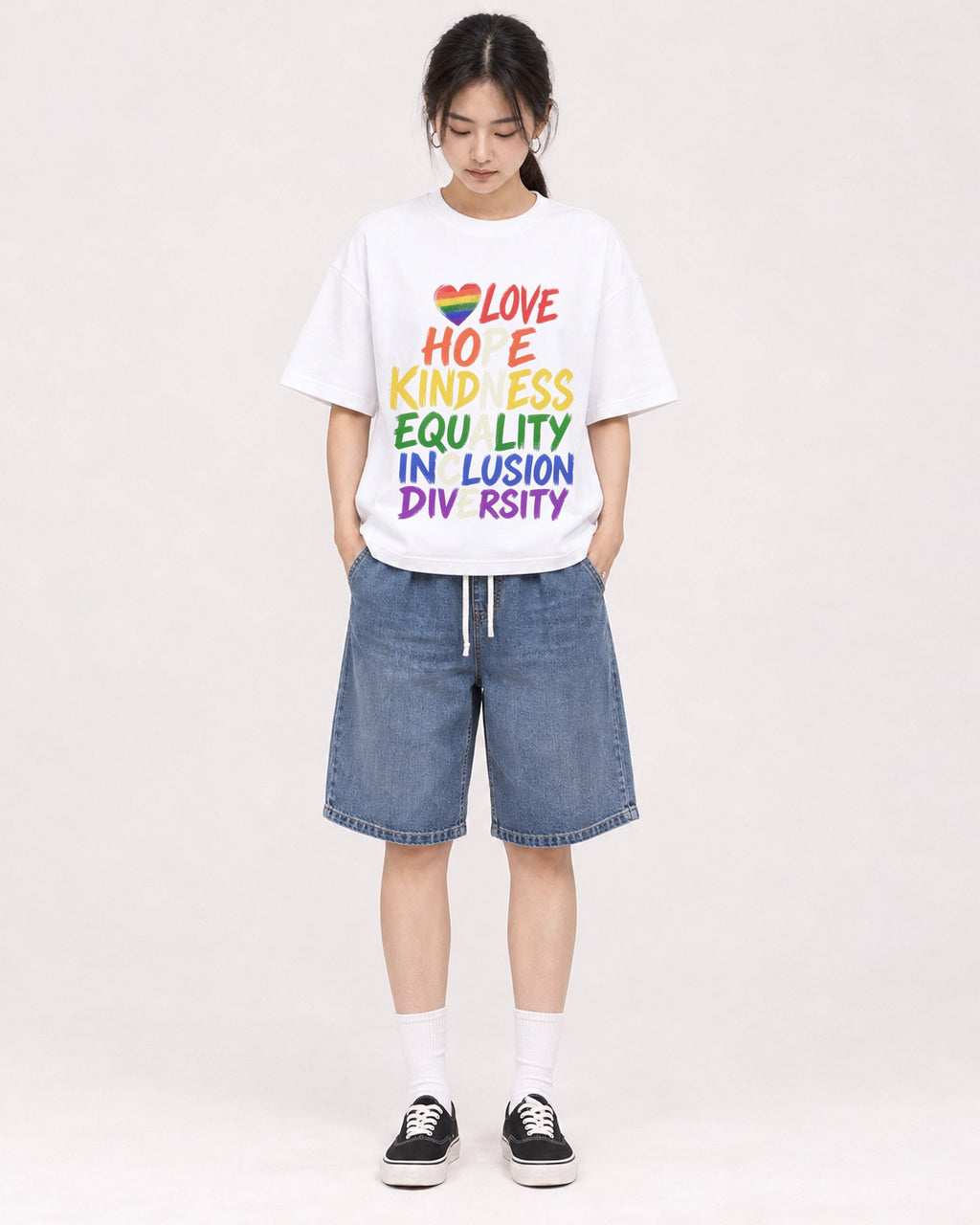 Mockup Boxy Heavyweight Tee White female full-body 21