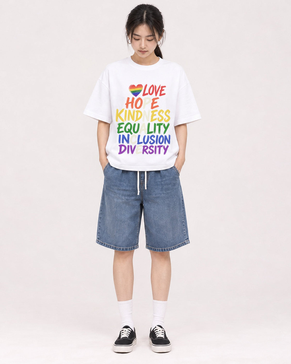 Mockup Boxy Heavyweight Tee White female full-body 21