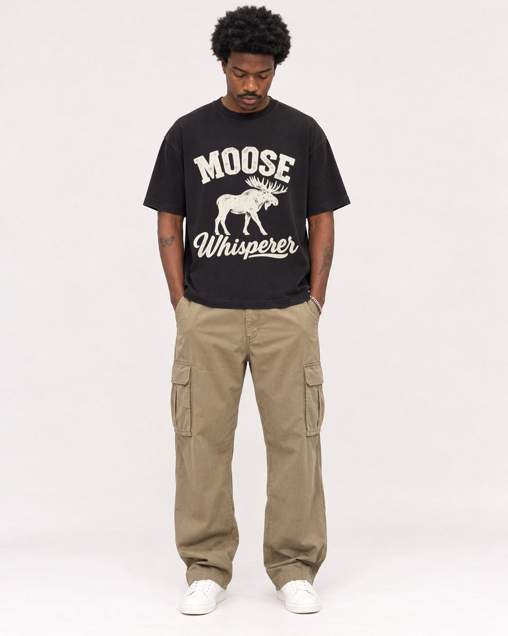 Mockup Boxy Heavyweight Tee Black male full-body 24