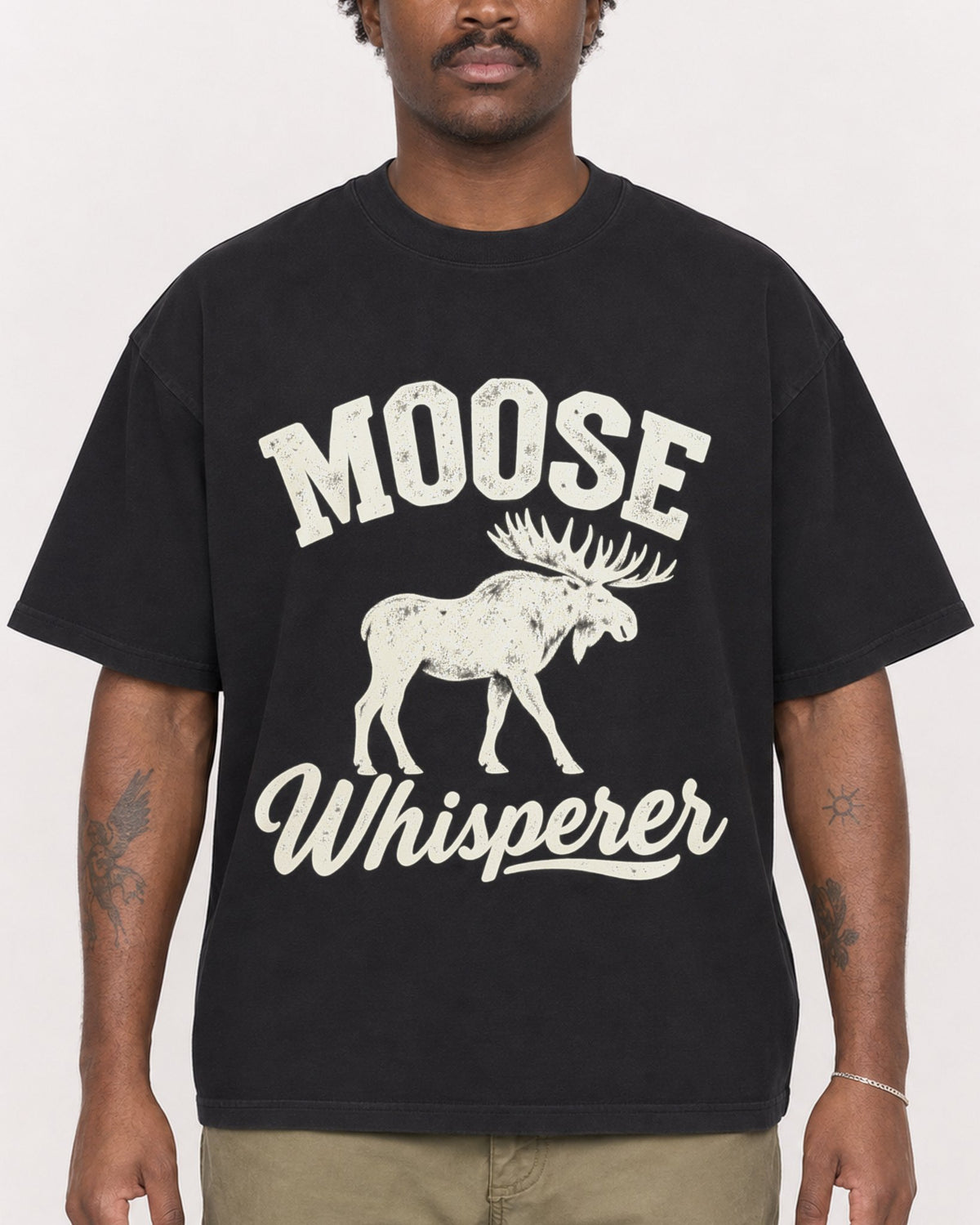 Mockup Boxy Heavyweight Tee Black male close-up 24