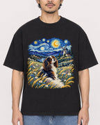 Mockup Boxy Heavyweight Tee Black male close-up 02