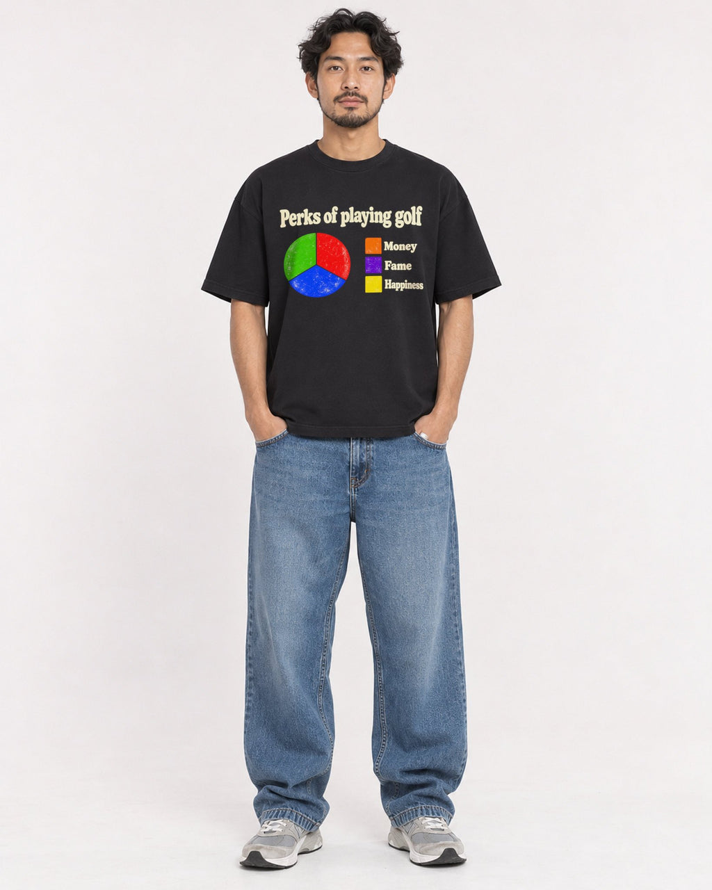 Mockup Boxy Heavyweight Tee Black male full-body 02