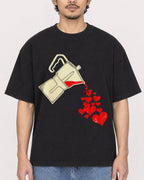 Mockup Boxy Heavyweight Tee Black male close-up 02