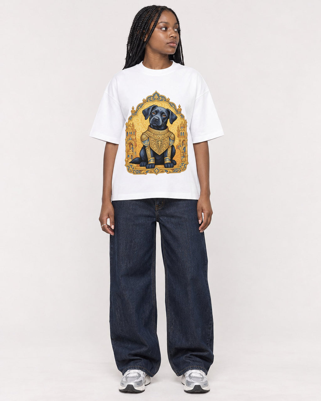 Mockup Boxy Heavyweight Tee White female full-body 04