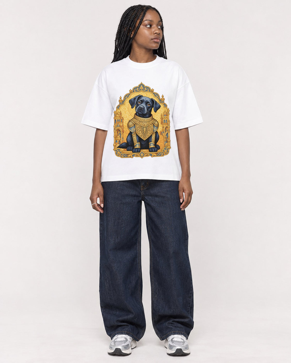 Mockup Boxy Heavyweight Tee White female full-body 04