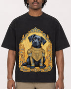 Mockup Boxy Heavyweight Tee Black male close-up 04