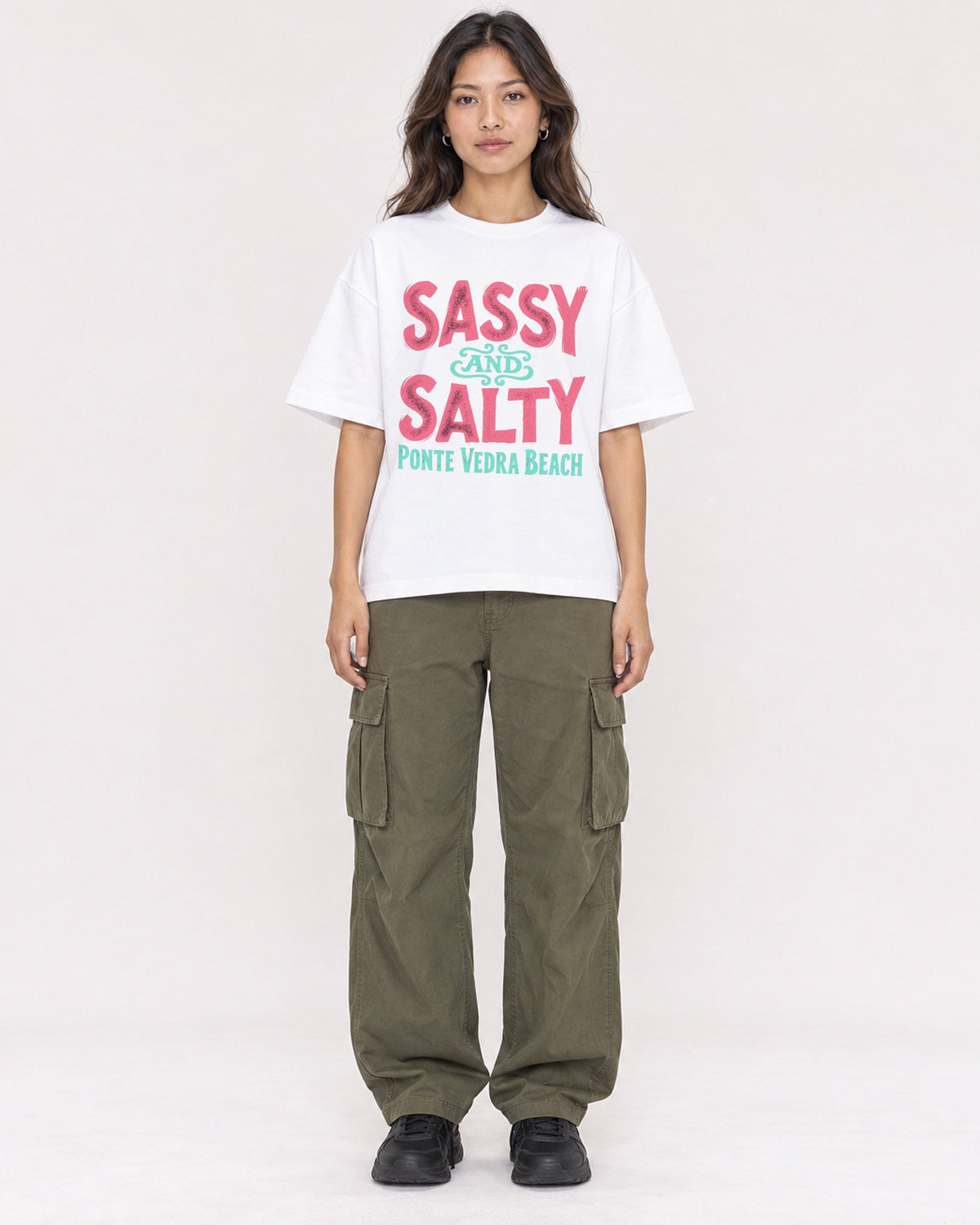 Mockup Boxy Heavyweight Tee White female full-body 02