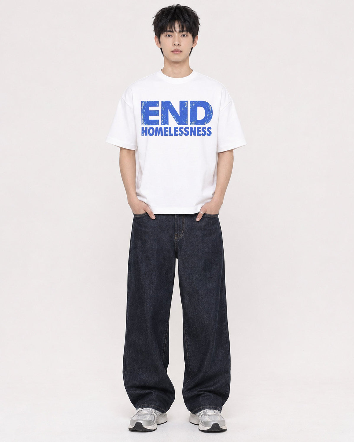Mockup Boxy Heavyweight Tee White male full-body 01