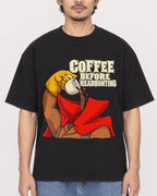 Mockup Boxy Heavyweight Tee Black male close-up 02