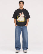 Mockup Boxy Heavyweight Tee Black male full-body 10