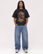 Mockup Boxy Heavyweight Tee Black female full-body 04