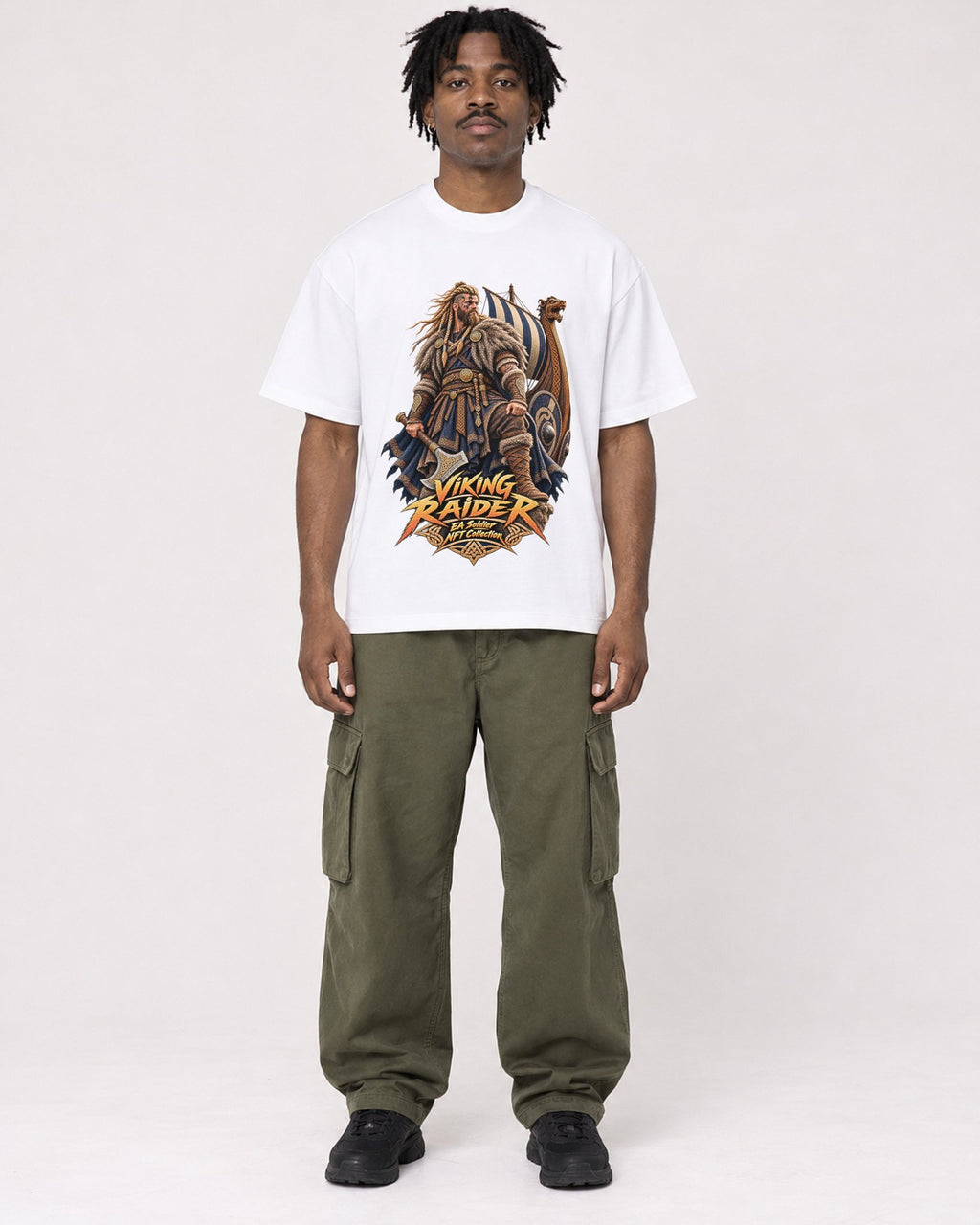 Mockup Boxy Heavyweight Tee White male full-body 04