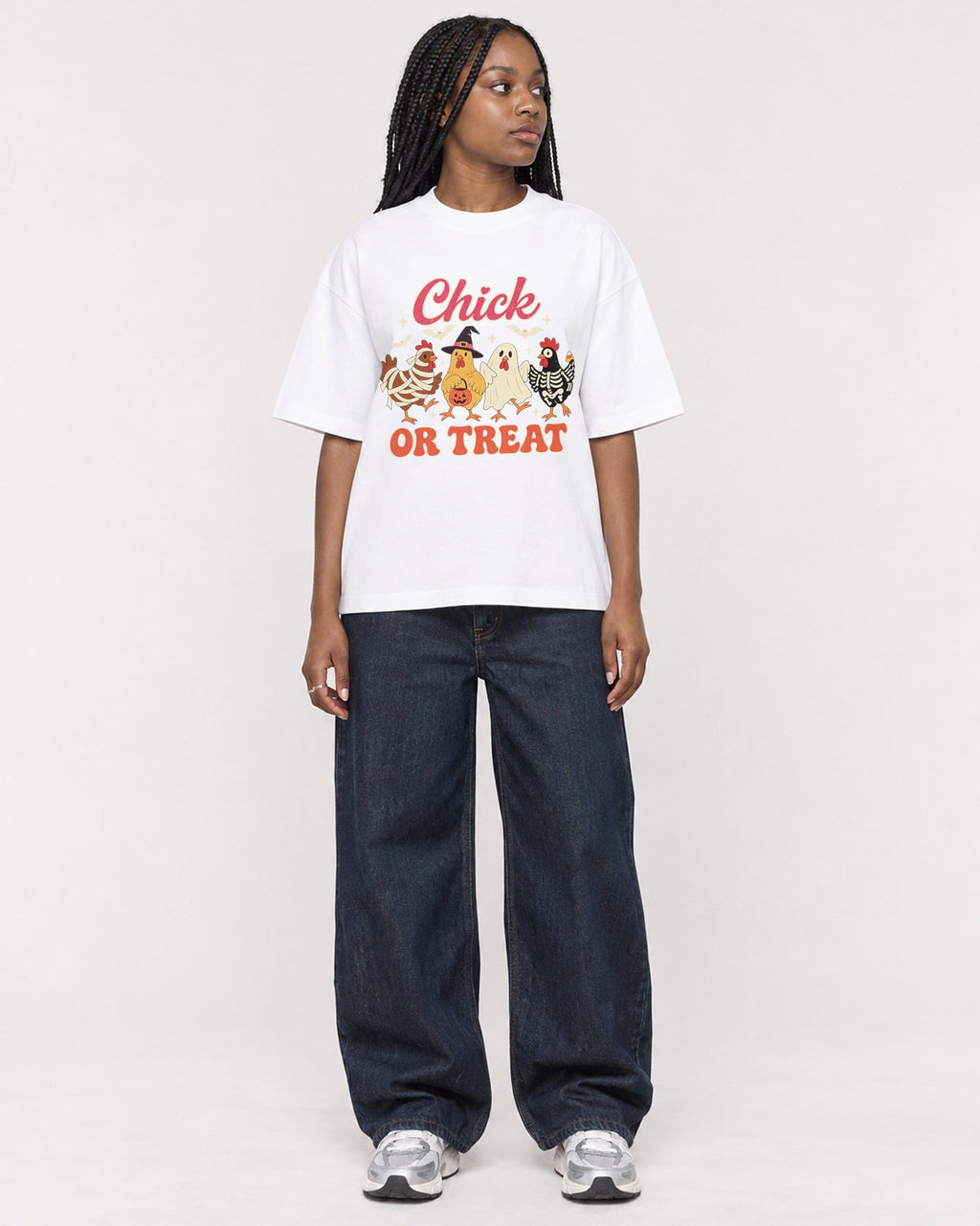 Mockup Boxy Heavyweight Tee White female full-body 04