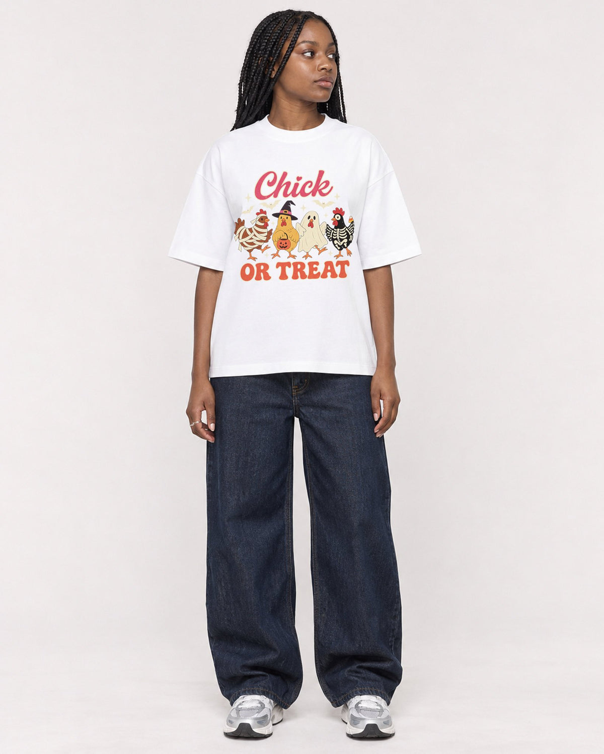 Mockup Boxy Heavyweight Tee White female full-body 04