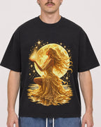 Mockup Boxy Heavyweight Tee Black male close-up 19