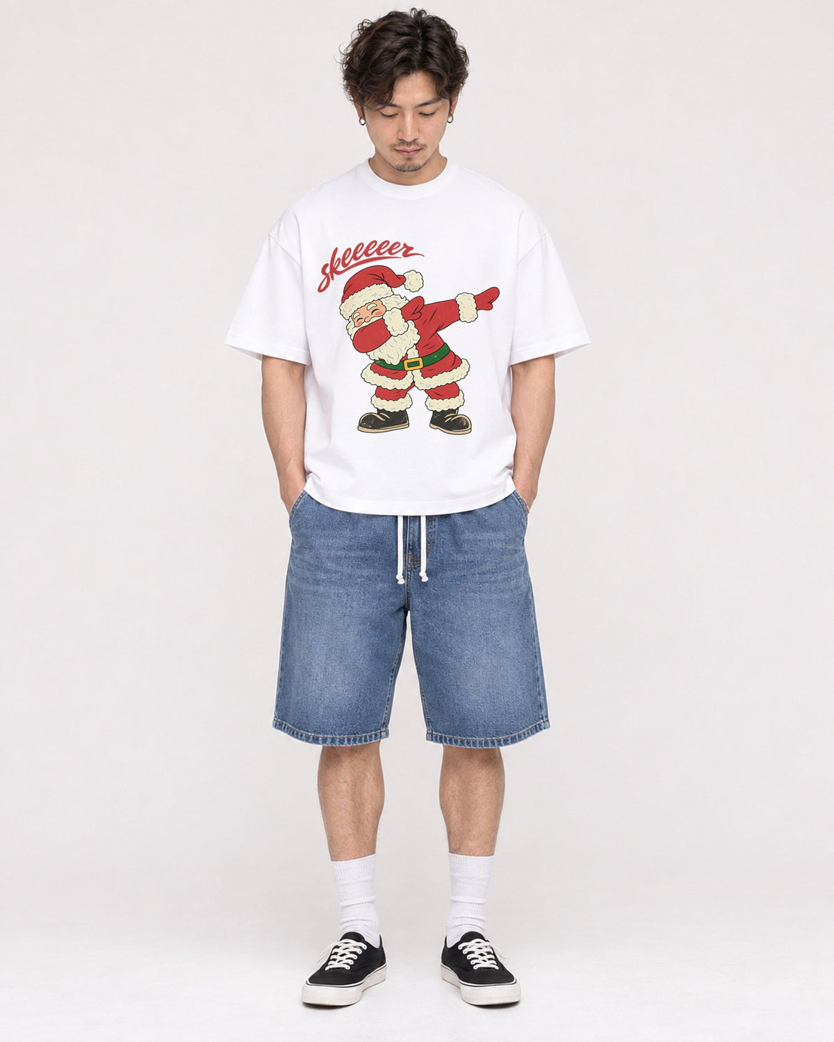 Mockup Boxy Heavyweight Tee White male full-body 03