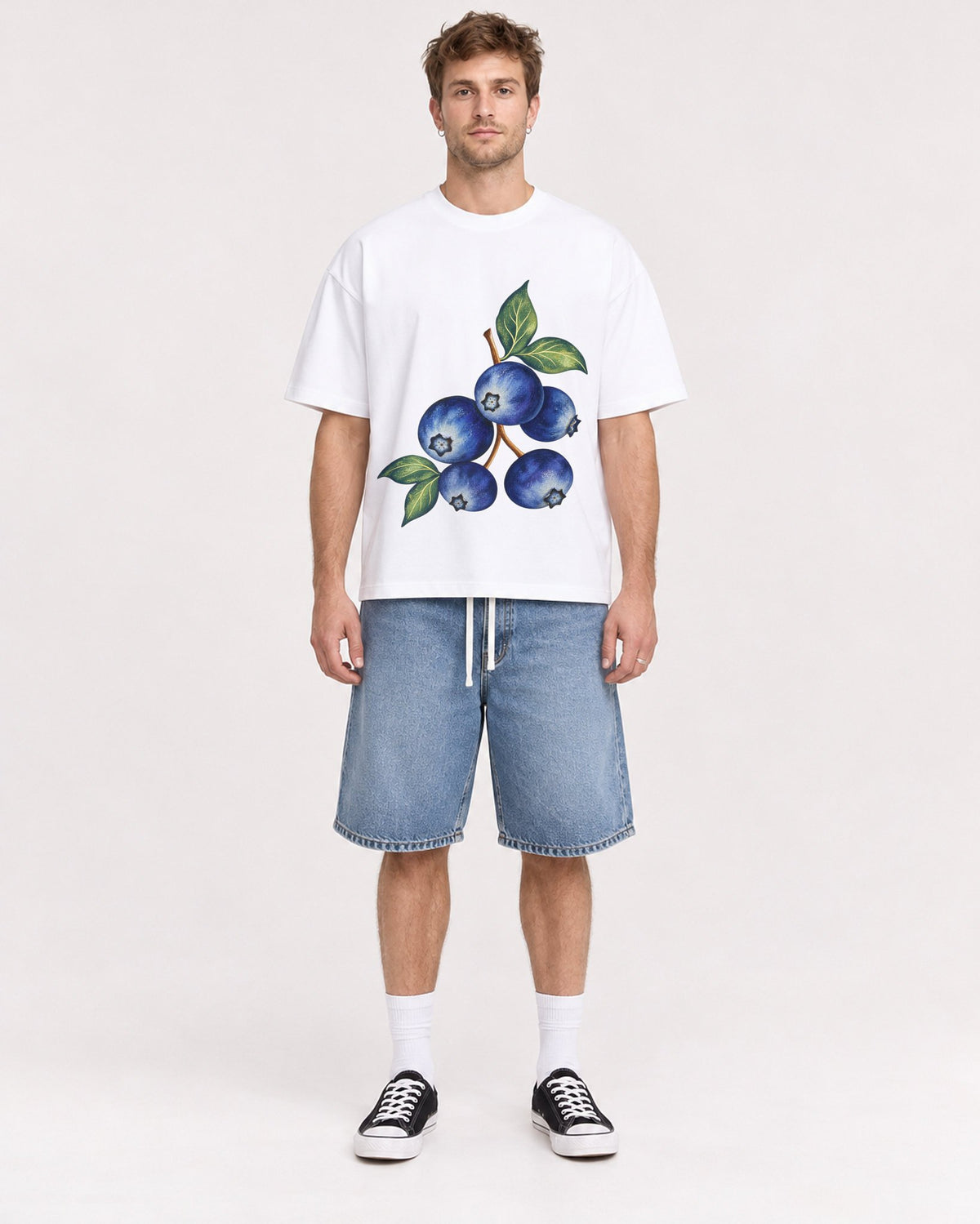 Mockup Boxy Heavyweight Tee White male full-body 08