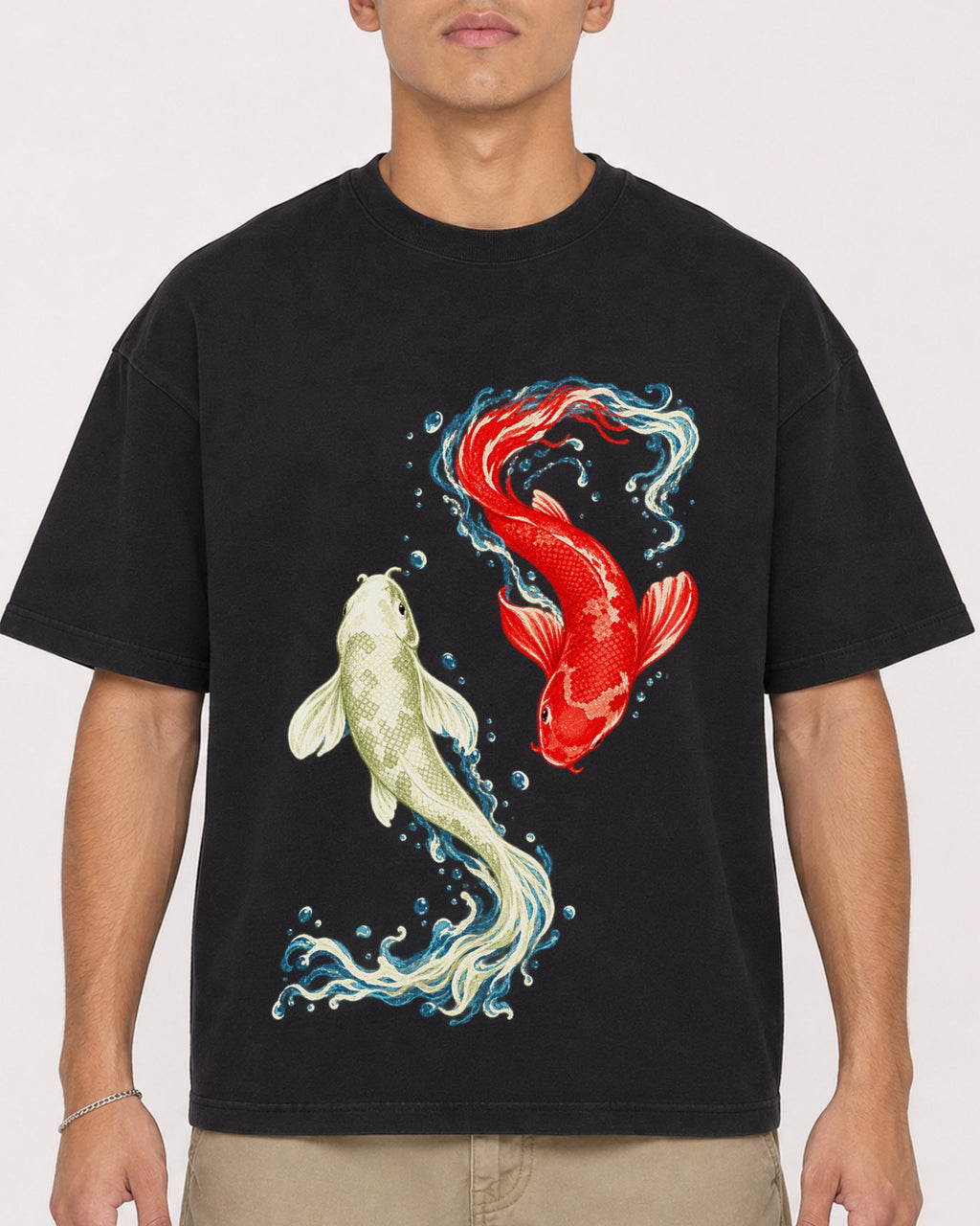 Mockup Boxy Heavyweight Tee Black male close-up 16