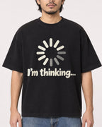 Mockup Boxy Heavyweight Tee Black male close-up 22