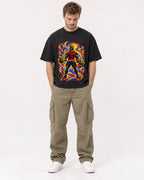 Mockup Boxy Heavyweight Tee Black male full-body 08