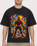 Mockup Boxy Heavyweight Tee Black male close-up 08