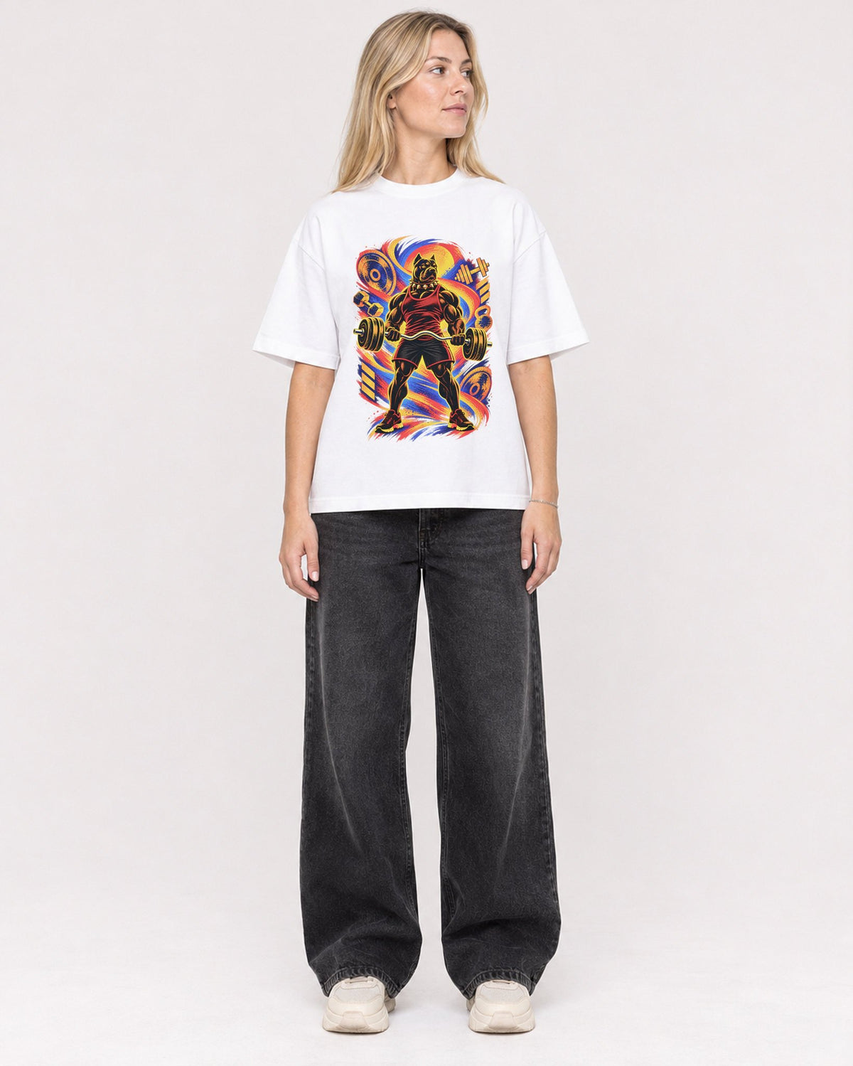 Mockup Boxy Heavyweight Tee White female full-body 08