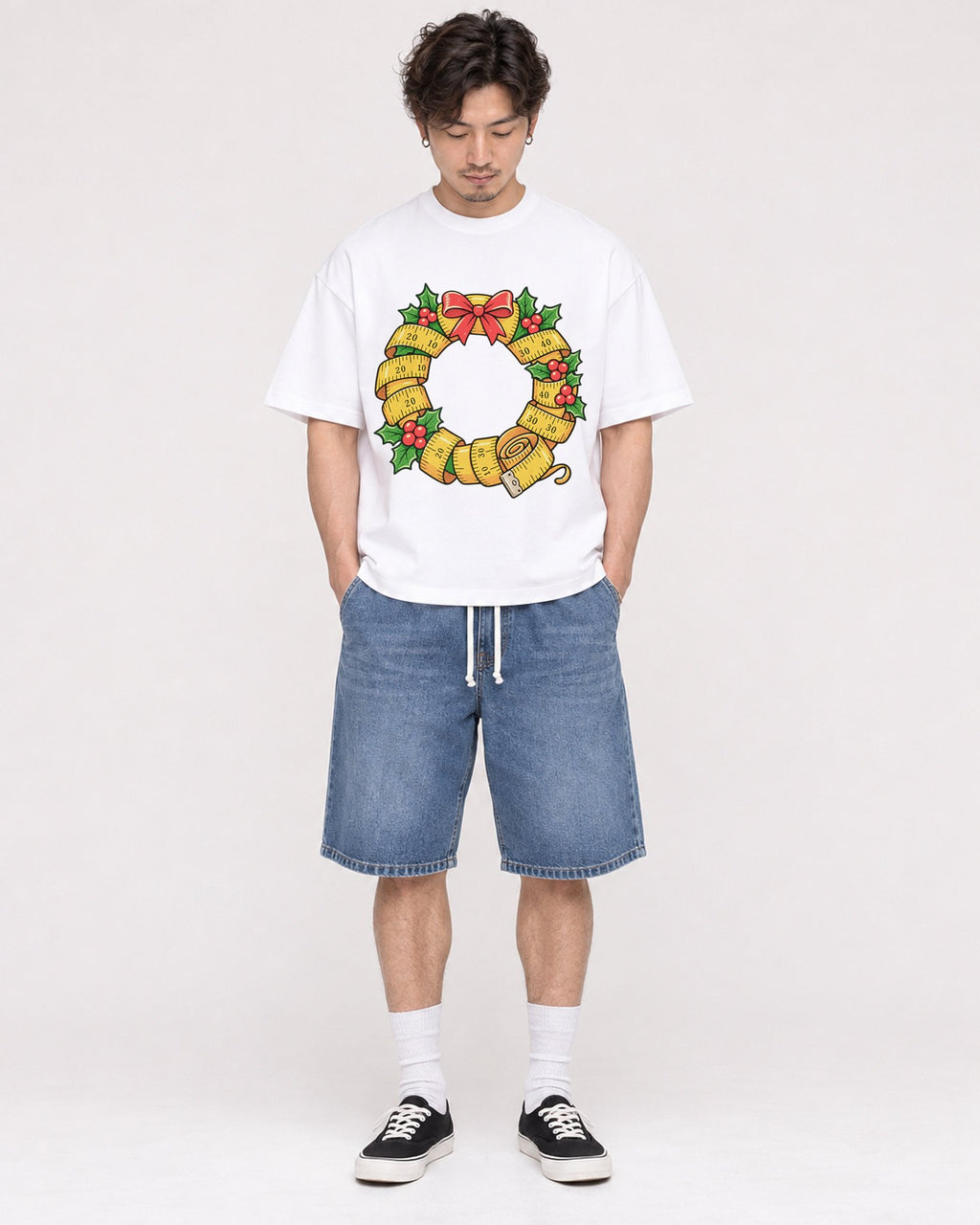 Mockup Boxy Heavyweight Tee White male full-body 03