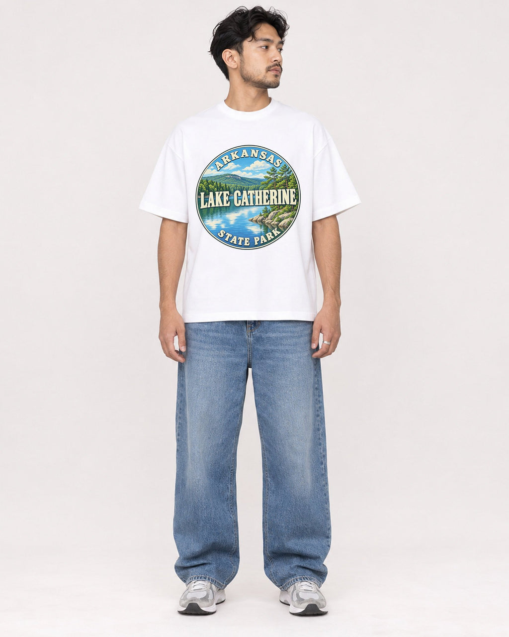 Mockup Boxy Heavyweight Tee White male full-body 02