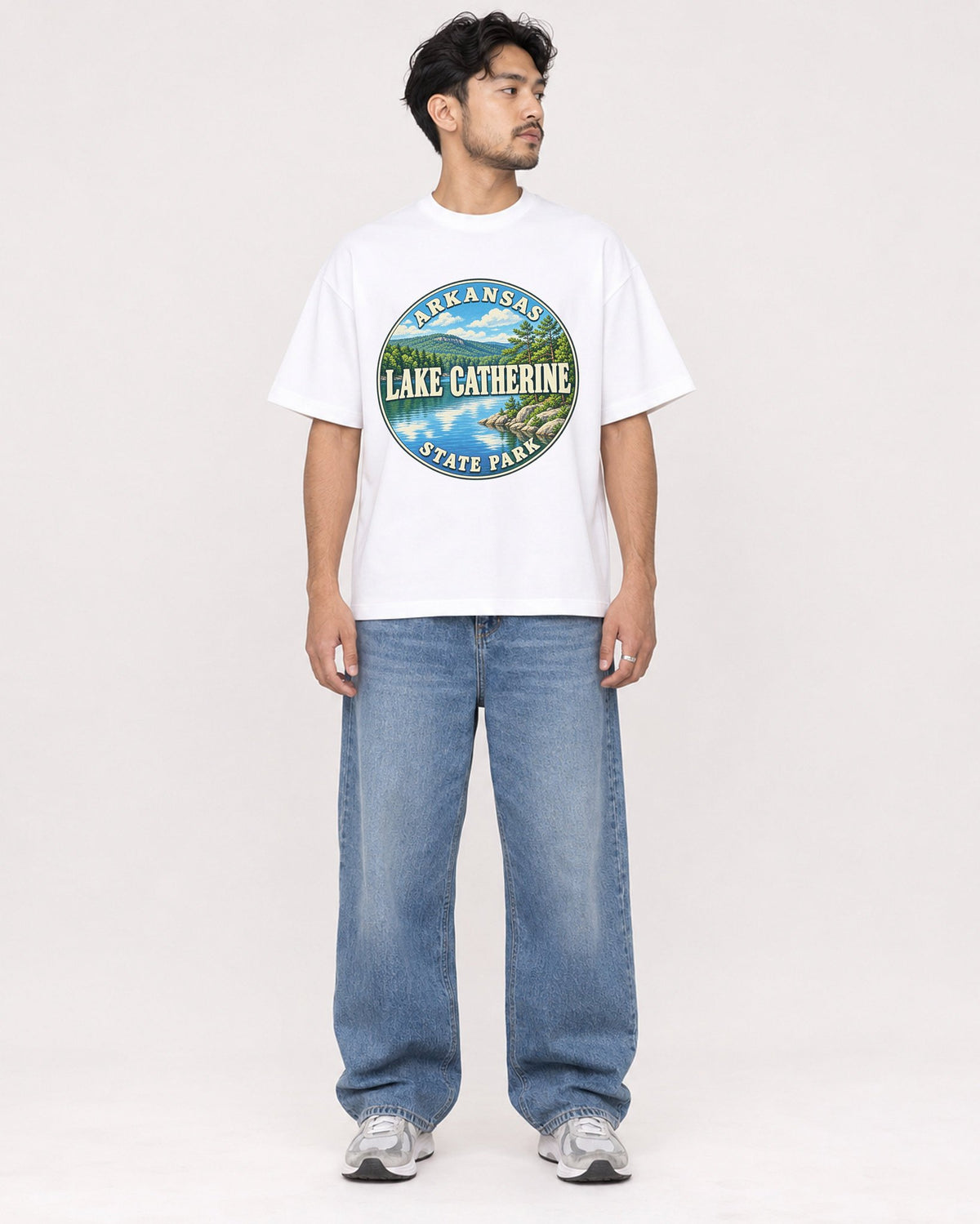 Mockup Boxy Heavyweight Tee White male full-body 02