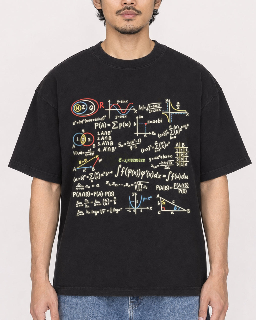 Mockup Boxy Heavyweight Tee Black male close-up 02