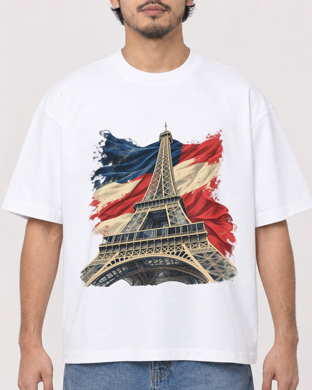Mockup Boxy Heavyweight Tee White male close-up 02