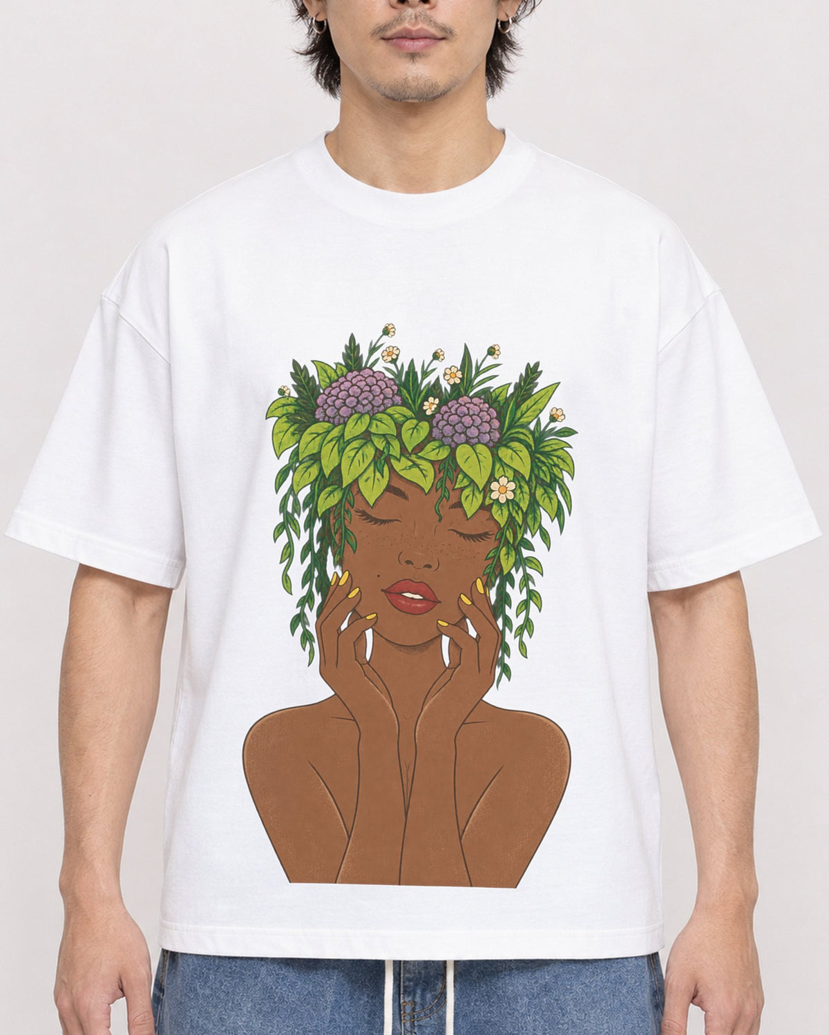 Mockup Boxy Heavyweight Tee White male close-up 03