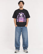 Mockup Boxy Heavyweight Tee Black male full-body 02