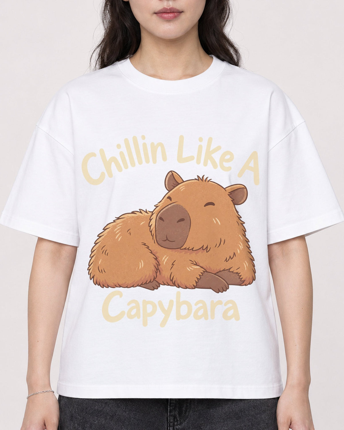 Mockup Boxy Heavyweight Tee White female close-up 03