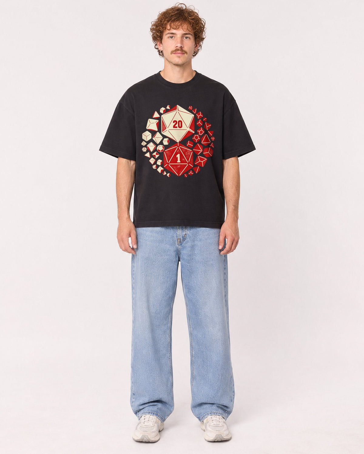 Mockup Boxy Heavyweight Tee Black male full-body 09