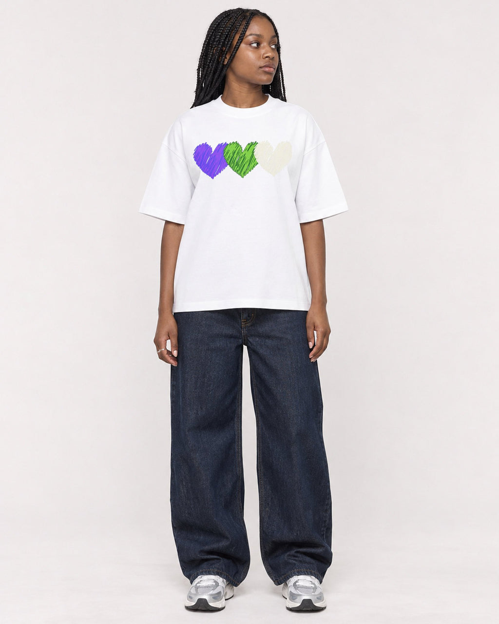Mockup Boxy Heavyweight Tee White female full-body 04