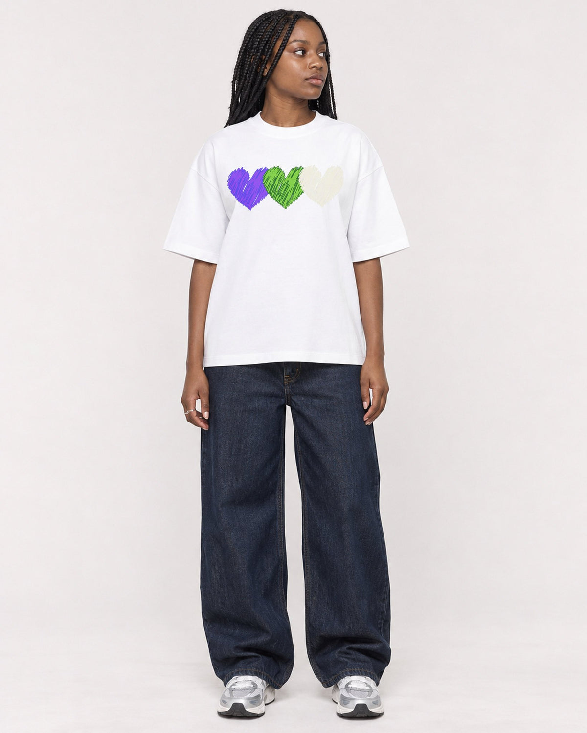 Mockup Boxy Heavyweight Tee White female full-body 04