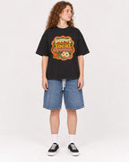 Mockup Boxy Heavyweight Tee Black female full-body 09