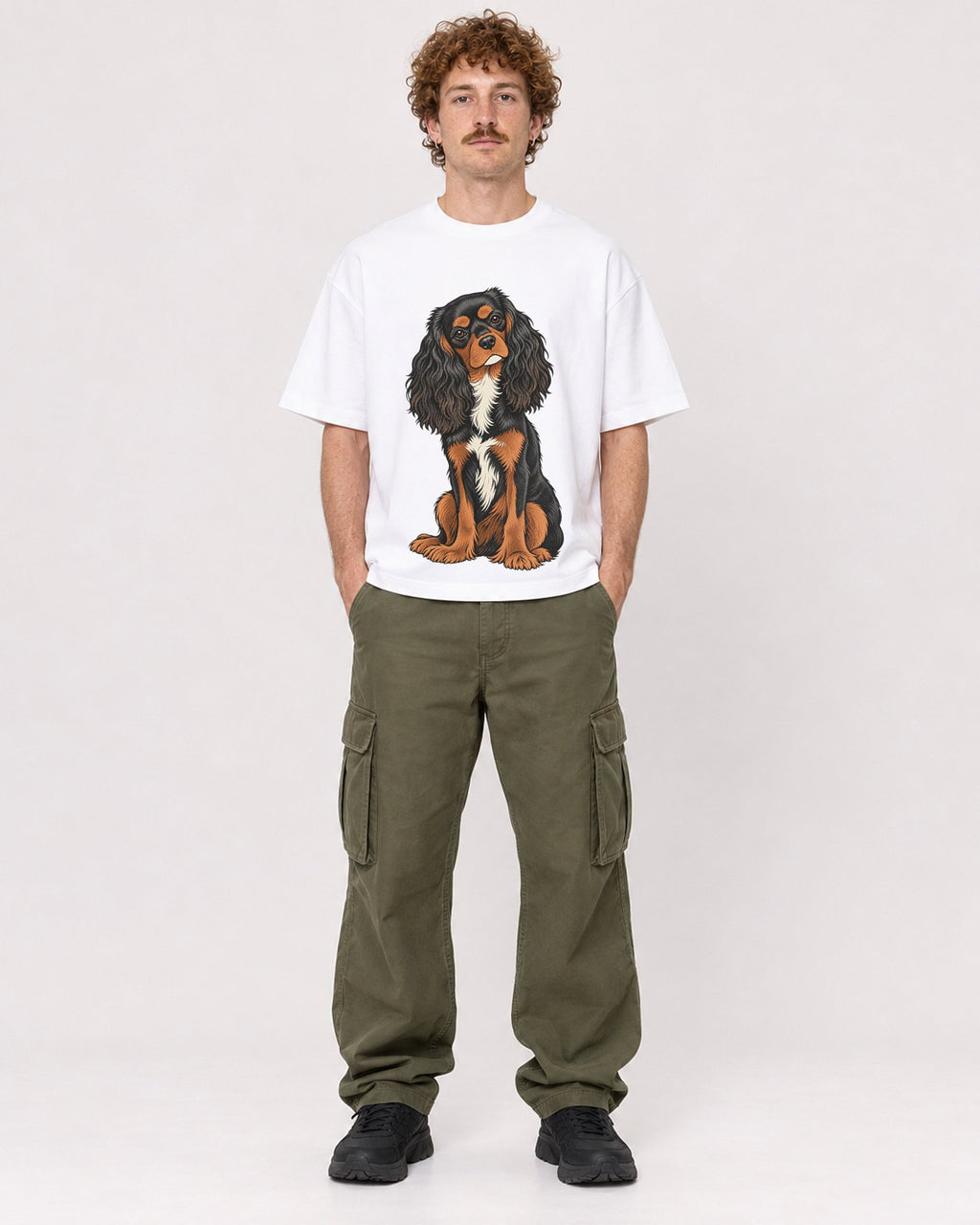 Mockup Boxy Heavyweight Tee White male full-body 09